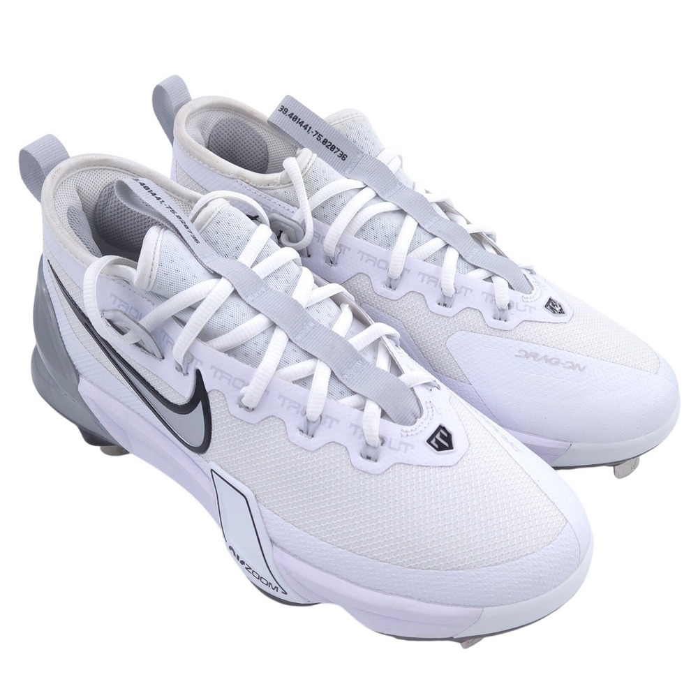 Nike Force Zoom Trout 9 Elite Baseball Cleats Men 7 White Gray Cushion Metal NEW